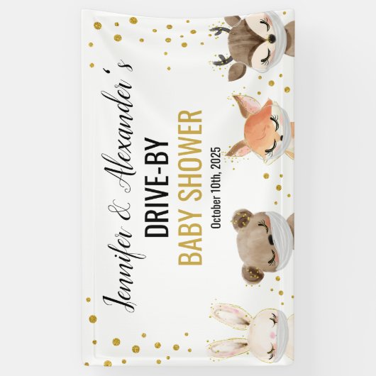Drive-by Woodland Forest Baby Shower Banner (Vertikal)