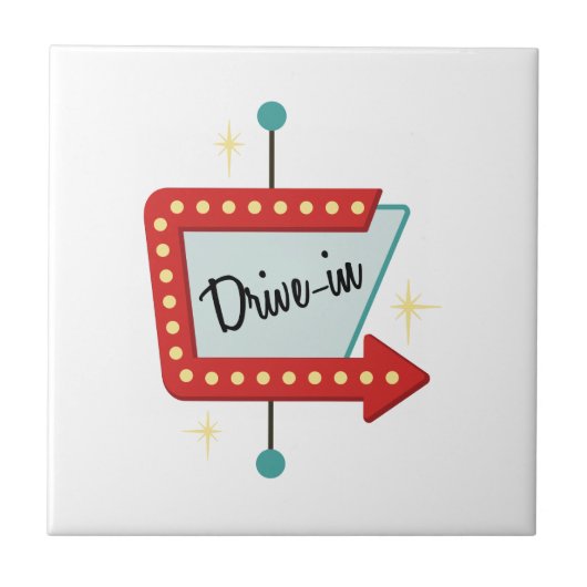 Drive-In-Schild Fliese (Vorderseite)
