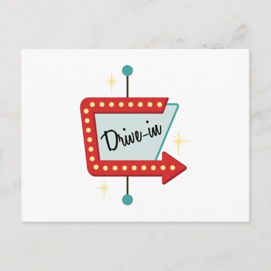 Drive-In-Schild Postkarte (Vorderseite)