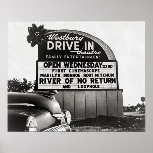 Drive-In Theater, 1954. Vintages Foto Poster (Vorne)