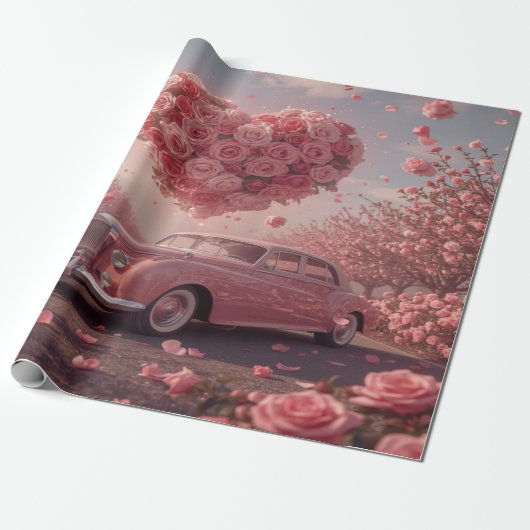 Drive into romance! This nostalgic and dreamy Geschenkpapier (Ungerollt)