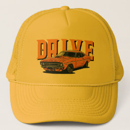 DRIVE – Orange Vintage Car Cap Truckerkappe