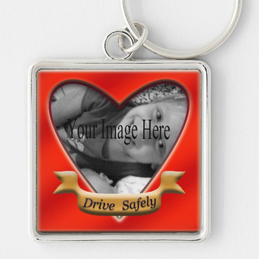 Drive Safely Foto Heart Keychain Schlüsselanhänger (Vorne)