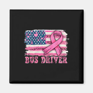 Driver American Flag Pink Ribbon Brustkrebs Awa Magnet