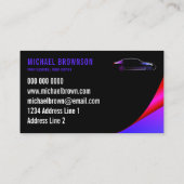 Driver Metallic Car Black lila Neon Auto Visitenkarte (Rückseite)