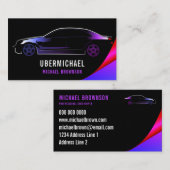 Driver Metallic Car Black lila Neon Lux Auto Visitenkarte (Vorne/Hinten)