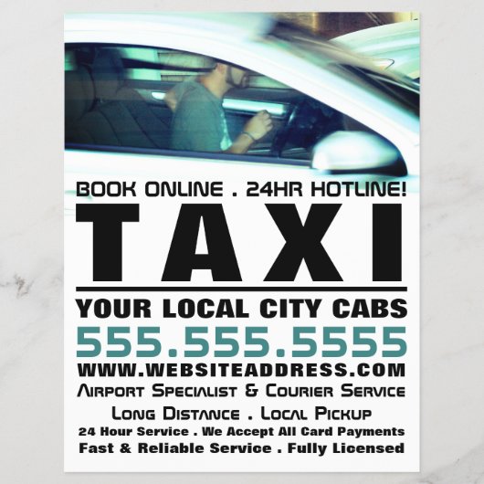 Driver, Taxi Cab Firm with Price List Flyer (Vorne)