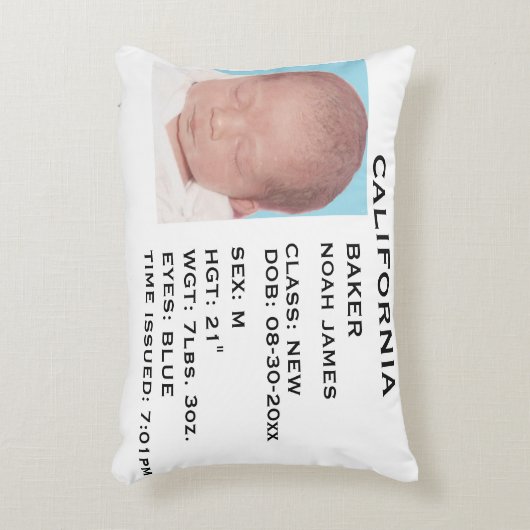 "Driver's License" Baby Announcement Pillow Dekokissen (Vorderseite(Vertikal))