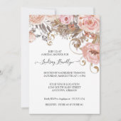 Drives Floral Boho Peach Rose Gold Brautparty Einladung (Vorderseite)