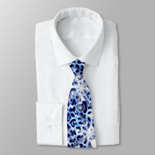 Driving Blue Cheetah Glitzern Neck Tie Krawatte (Gebunden)