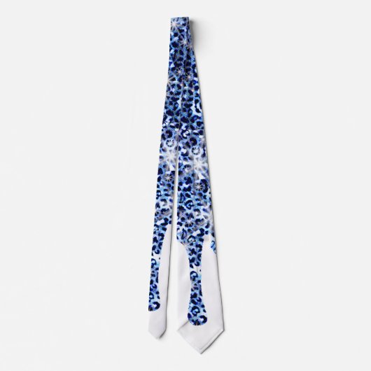 Driving Blue Cheetah Glitzern Neck Tie Krawatte (Rückseite)