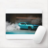 Driving Blue Muscle Car Mousepad (Mit Mouse)