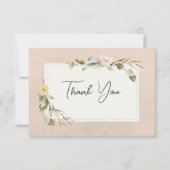 Driving Boho Floral Frame Blush Danke Karte (Vorderseite)