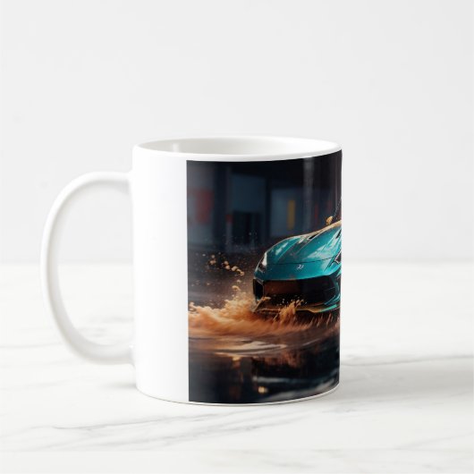 Driving Classic Blue Sports Car Kaffeetasse (Links)