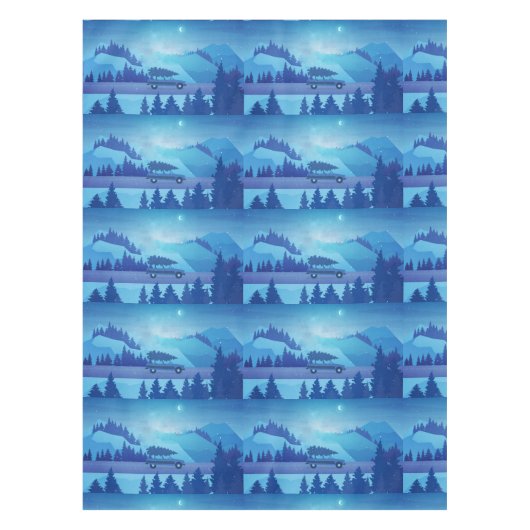 Driving down the road with a christmas tree        tischdecke (Vorderseite)