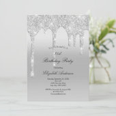 Driving Glitzer Silver Glam Bling 21. Geburtstag Einladung (Stehend Vorderseite)