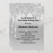 Driving Glitzer Silver Personalisiert 16 . Geburts Einladung (Vorne/Hinten)