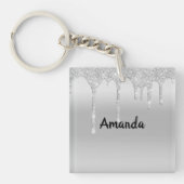 Driving Glitzer Silver Personalisiert Key Chain Schlüsselanhänger (Vorderseite)