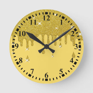 Driving Gold Glitzer Effect & Glitzern Runde Wanduhr