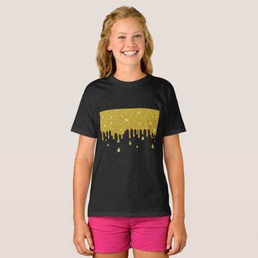 Driving Gold Glitzer Effect & Glitzern T-Shirt (Vorne ganz)