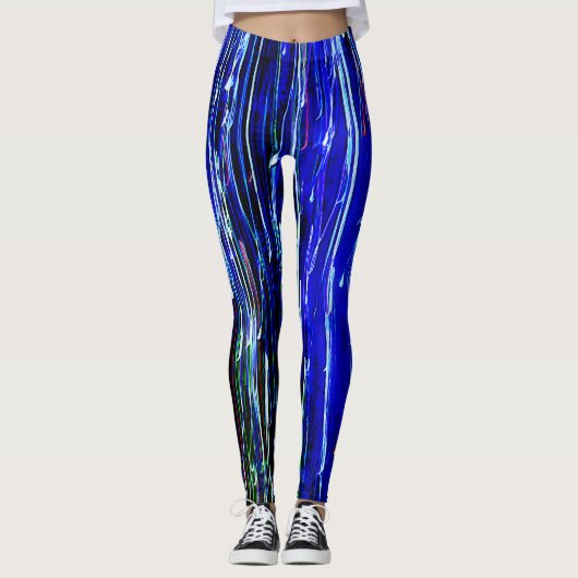 Driving Lines Abstrakt Art Leggings Blue (Vorderseite)