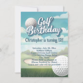 Driving Range Golf Geburtstagsparty Einladung (Vorderseite)