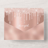 Driving Rose Gold Glitzer Baby Shower All In One Einladung (Rückseite)
