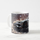 Driving Silver Fast Sports Car Kaffeetasse (Vorderseite Links)