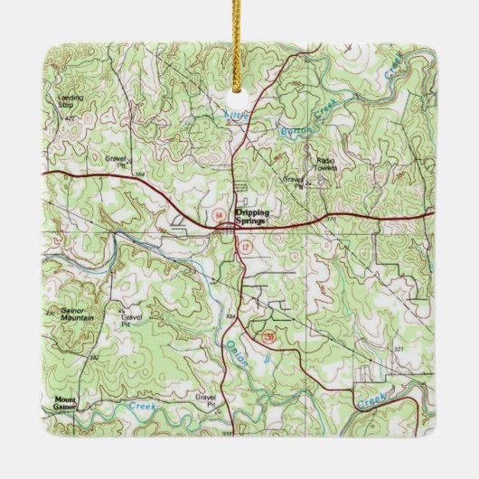 Driving Springs TX Vintag Map Keramikornament (Rückseite)