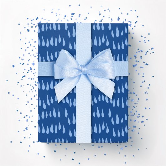 Drizzle Dot in Blau Indigo Geschenkpapier