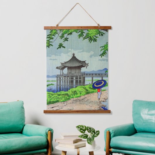 Drizzling Rain in Ukimid Fujishima Takeji 1950s Wandteppich Mit Holzrahmen (Wohnzimmer)