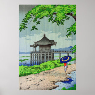 Drizzling Rain in Ukimido Fujishima Takeji 1950er Poster