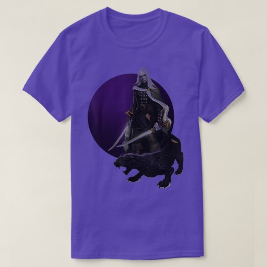 Drizzt und Guenhwyvar Vergessene Reiche Kunst T-Shirt (Design vorne)