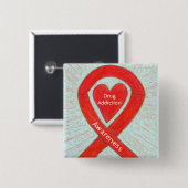 Drogensucht Aufklärung Rotes Herz Band Button (Vorne & Hinten)