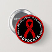 Drogensuchtbewusstsein Advocate Ribbon Black Button (Vorne & Hinten)