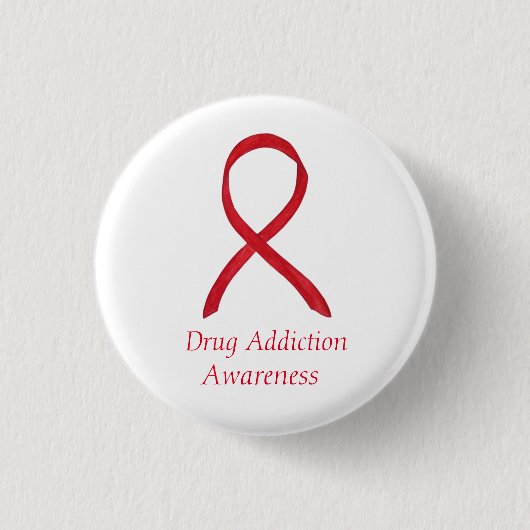 Drogensuchtbewusstsein Red Ribbon Custom Button (Vorderseite)