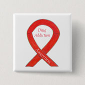 Drogensuchtbewusstsein Red Ribbon Custom Button (Vorderseite)