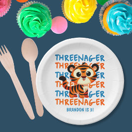 Drohenager Tiger Boy 3. Geburtstag Party Pappteller