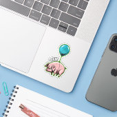 Drohend fliegendes Schwein Aufkleber (Laptop mit iPhone)