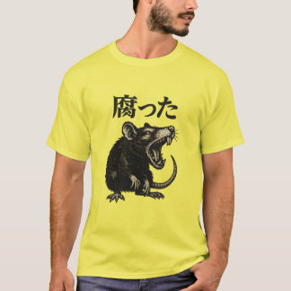 Drohend Vintage-Ratte auf schwarzem Hintergrund T-Shirt