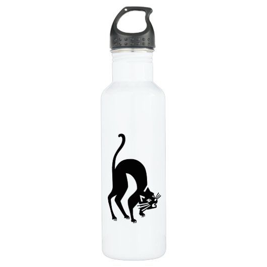 drohende Katze Edelstahlflasche (Vorderseite)