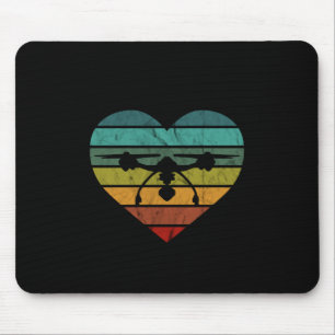 Drohne in Retro Vintages Sonnenuntergang Herz Mousepad