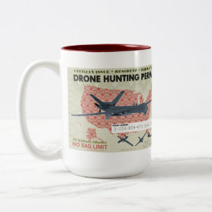 Drohne-Jagd-Erlaubnis-Tasse Zweifarbige Tasse
