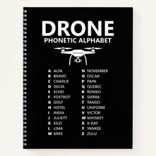 Drohne NATO-Telefonalphabet – Schwarze Grafik Notizblock