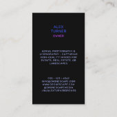 Drohne Pilot UAV Fotovideo Modernes Schwarz Visitenkarte (Rückseite)