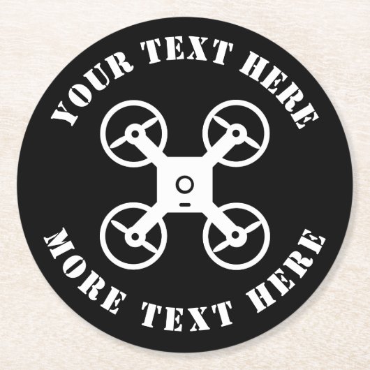 Drohne Piloten-Quadcopter-benutzerdefinierte Geträ Runder Pappuntersetzer (Vorderseite)