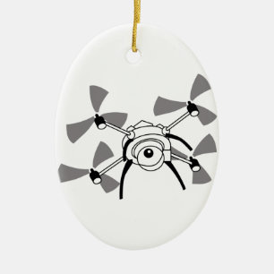 Drohne Quadocopter Keramik Ornament