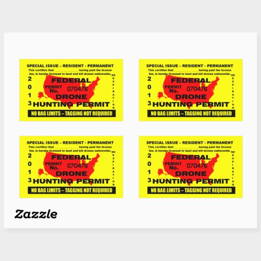 Drohnenjagdgenehmigung Rechteckiger Aufkleber (Blatt)