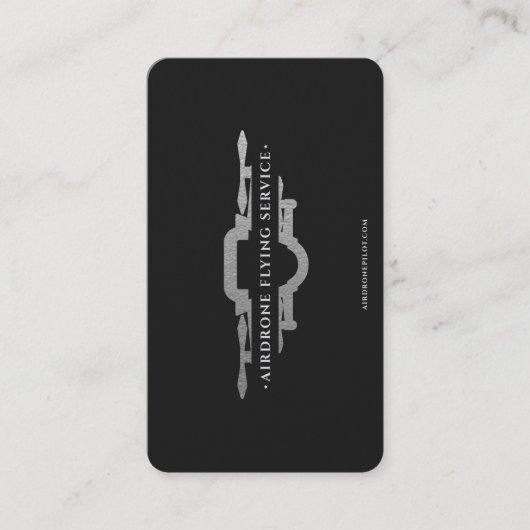 Drohnenoperator UAV Pilot Black Silver Modern Visitenkarte (Vorderseite)