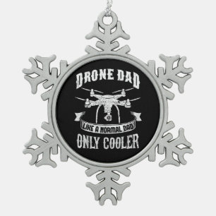 Drohnenpilot Cooler Vater Multirotor-Quadcopter Schneeflocken Zinn-Ornament